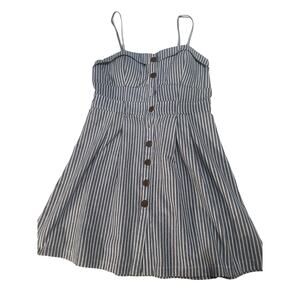 Womens Purple Snow White Striped Dress XL Navy Blue A-line Spring Dress Short